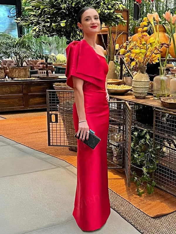Elegant Satin Evening Dress One Shoulder