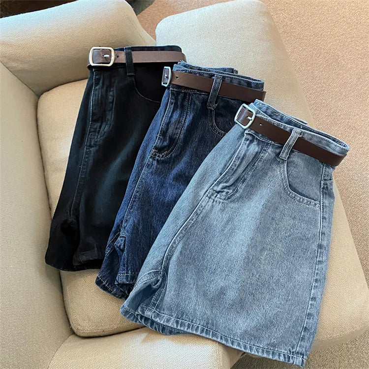 Denim shorts high waist loose wide Legs