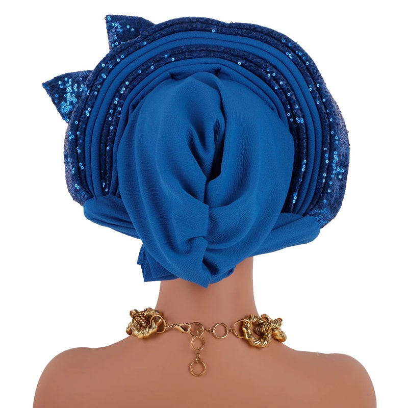 Bowknot Auto Gele Headtie Turban Cap