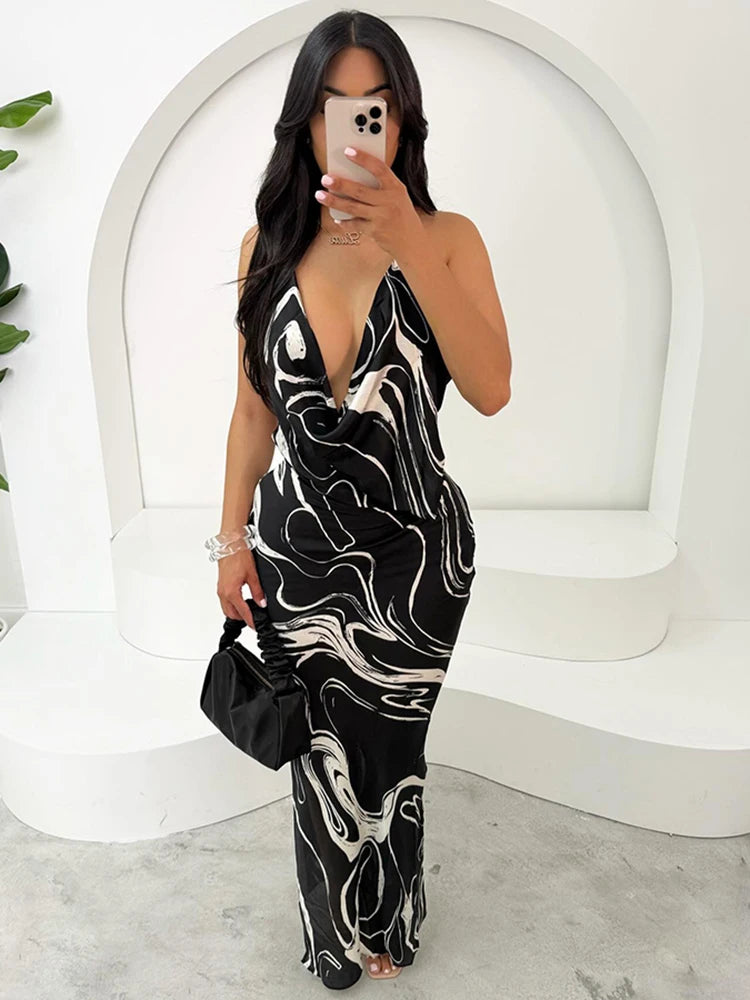 Swing Collar Thin Coquet Side Split Backless Skinny Bodycon Dress