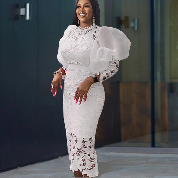 Summer Elegant Lace 3/4 Sleeve Long Dress