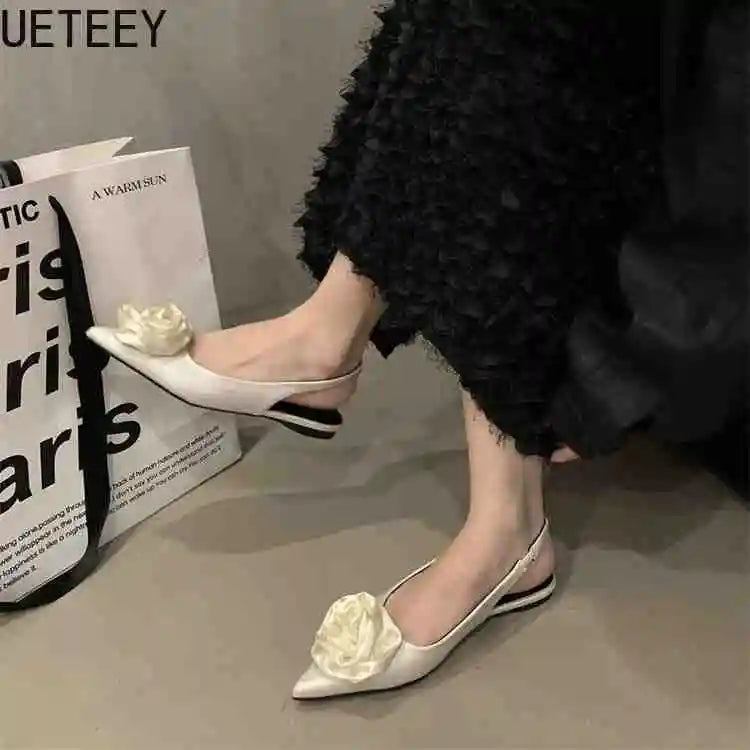 Summer Flower Sandals Pointed Toe
