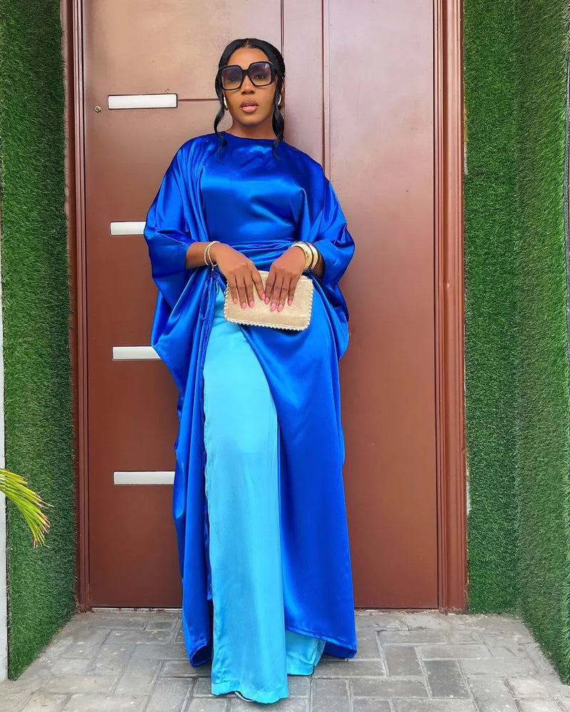 Asymmetrical Split Maxi Top and Wide Leg Pants Two Pieces