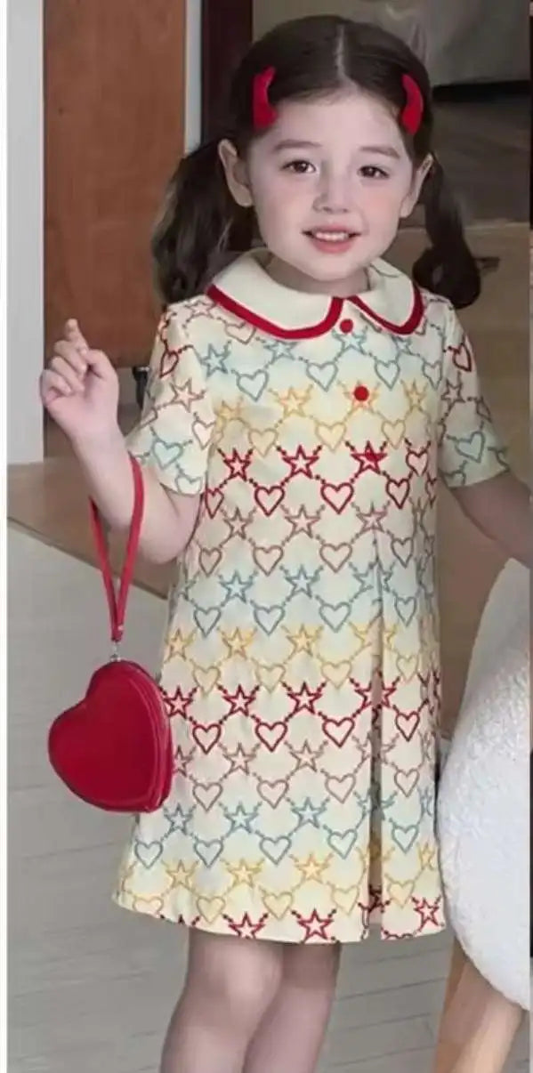 Peter pan Collar Short Sleeves Cotton Princess Luxury Dress