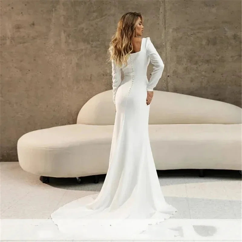 Civil Wedding Dress Long Sleeve