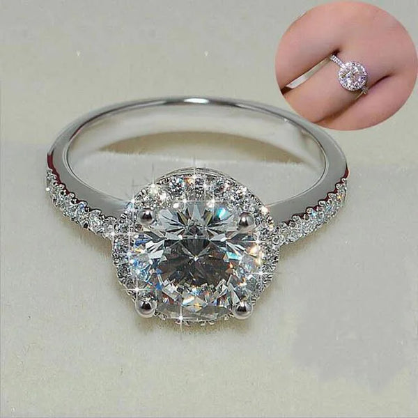 14 K White Gold Round 925 Jewelry Wedding Ring