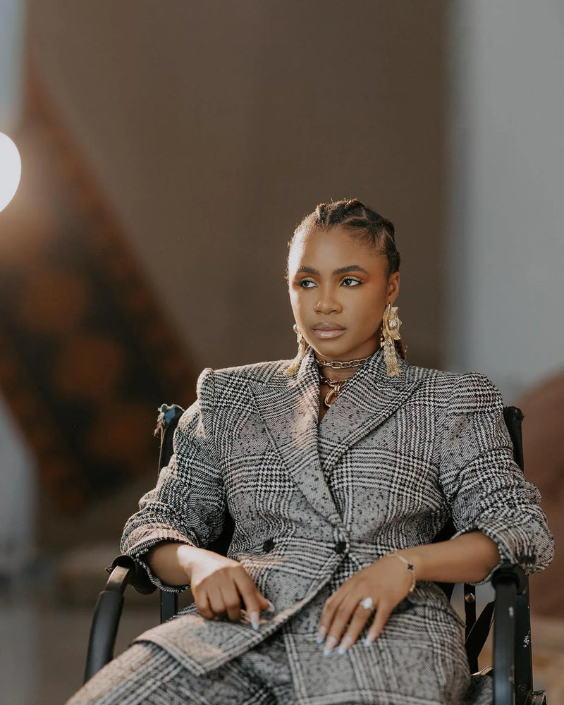 Elegant Blazer Jacket Plaid Double Breasted Office Lady