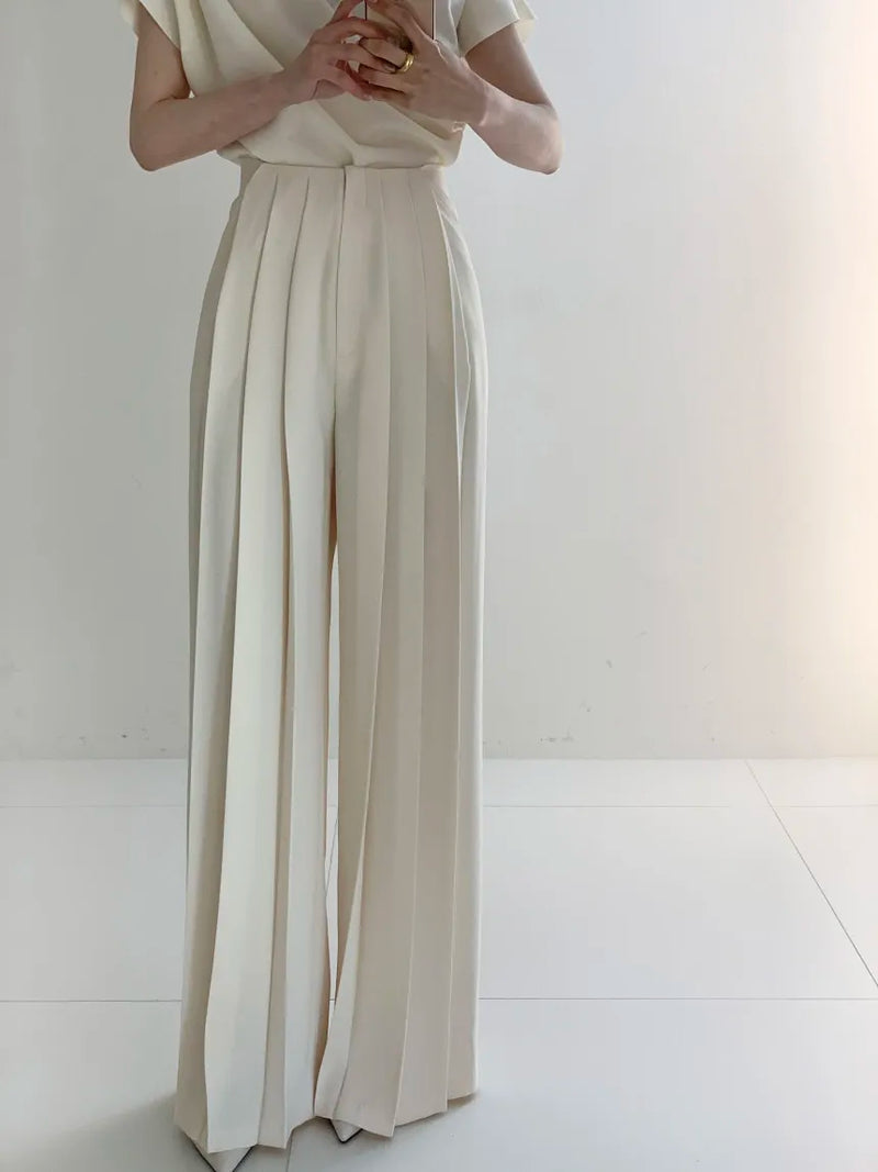 Casual Summer High Waist Ruched Wide Leg Pants