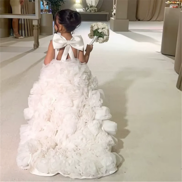 Luxury White Ivory Flower Flower Girl Dresses Pearls