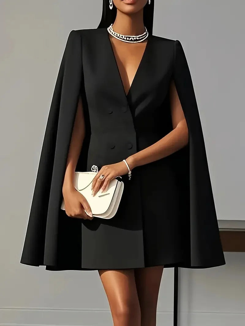 Spring Summer Fall Office Ladies V-neck Formal Dress with Tied Waist Sexy