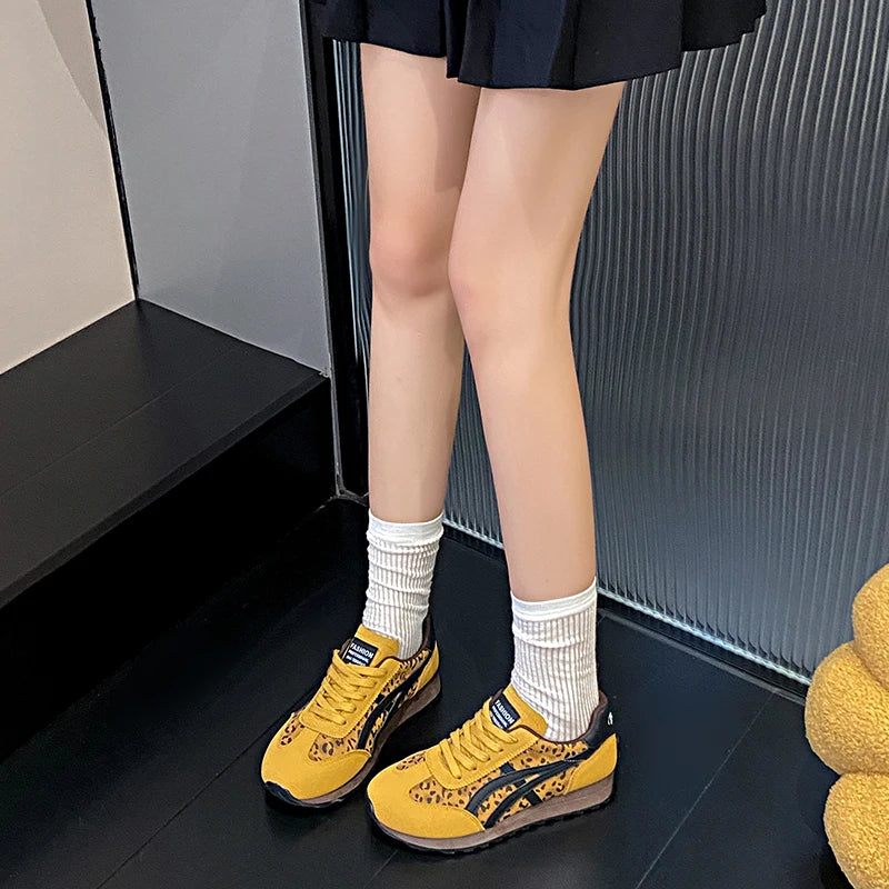 Sneakers Leather Platform Anti-Slip Running