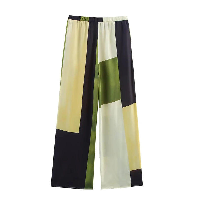 Printed Shirts Top Elastic Waist Long Pants