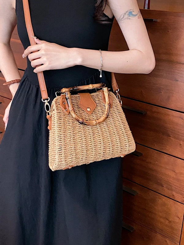 Summer Exquisite Bamboo Straw Woven Shoulder Bag