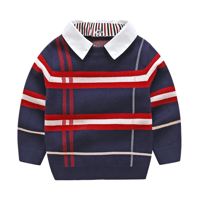 Warm Pullover Top Long Sleeve Plaid Sweater