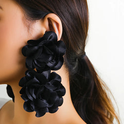 Salircon Bohemian Red Big Flower Drop Earrings Vintage