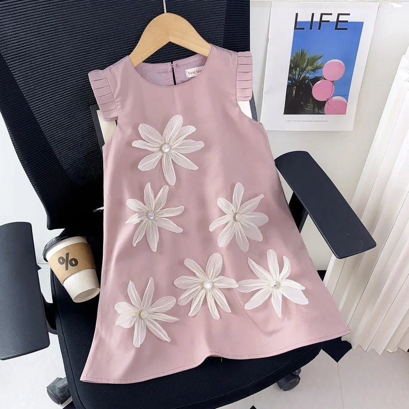 Elegant 3D Flower Vest Princess Dress
