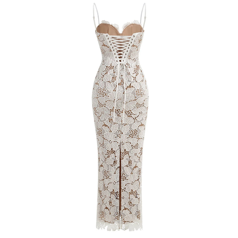 Elegant Lace Up Long Maxi Dress