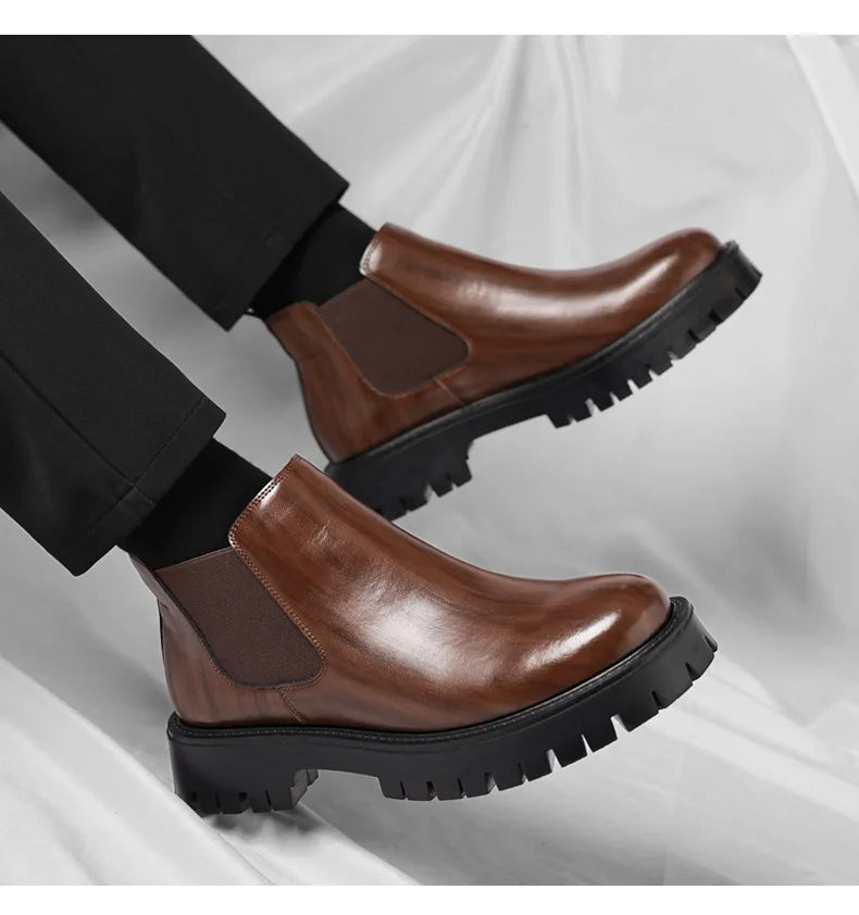 Classic Retro Chelsea Leather Ankle Boots