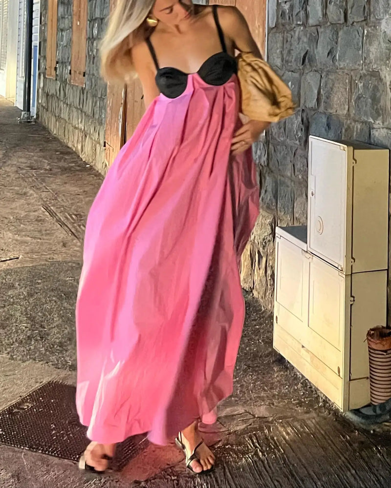 Backless Lace Up Spaghetti Strap Maxi Dress