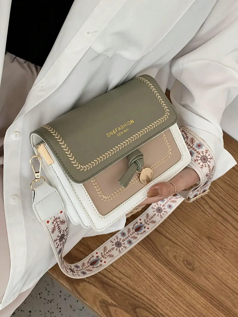 Crossbody Square Bag with Wide Shoulder Strap