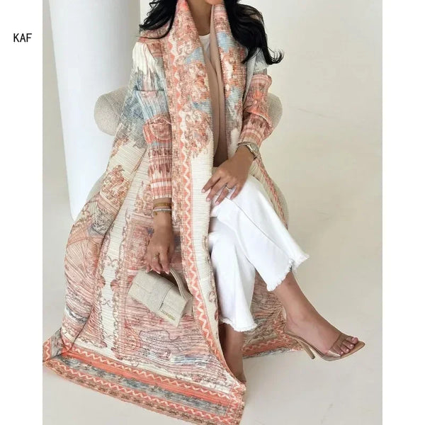 Retro Printed Long Sleeved Abaya