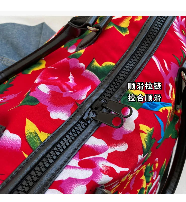 Big Flower Canvas Travel Bag