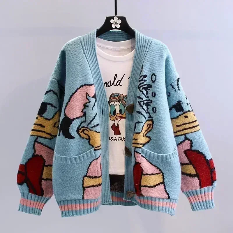 Disney Knitted Cardigan Donald Cartoon Sweaters
