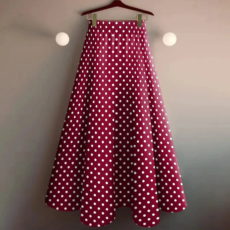 Elastic Waist Mid-Long Skirt
