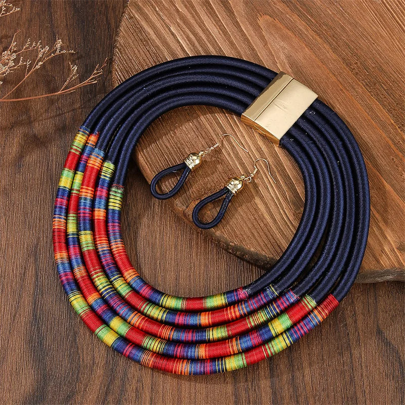Women Necklace Earrings Multi-layer