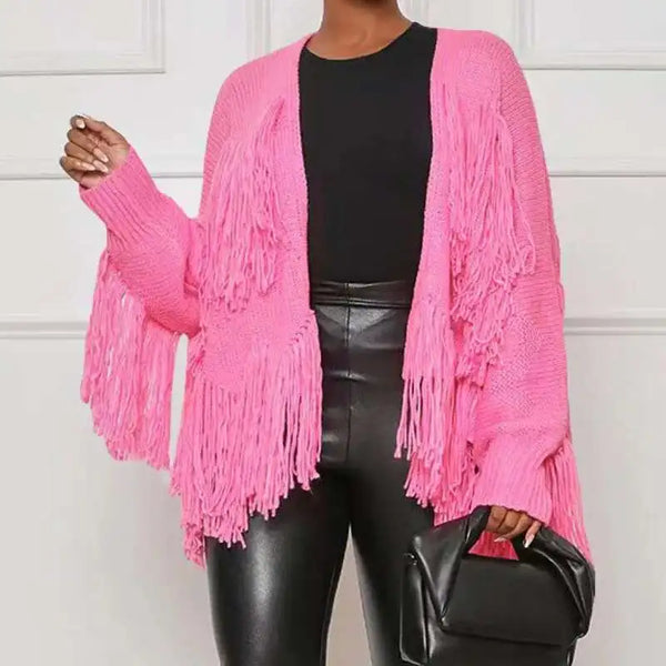 Casual Knitted Cardigan Tassel Sweater