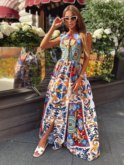 Sexy Bandage Print Long Dress Summer