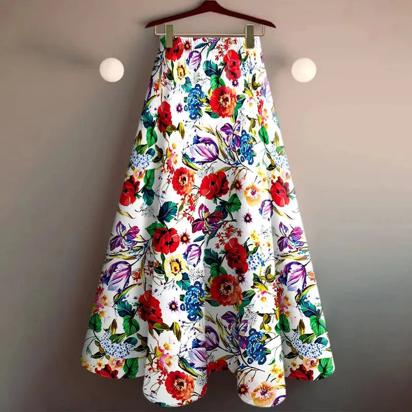 Elastic Waist Mid-Long Skirt