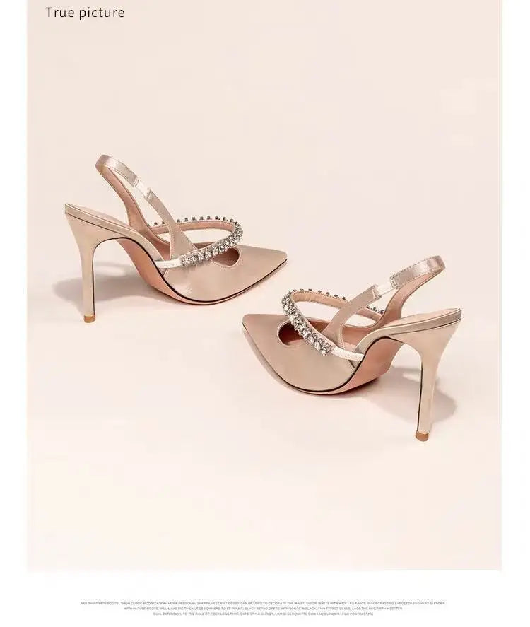 Slim Heeled Pointed High-heeled Shoes with A Headband