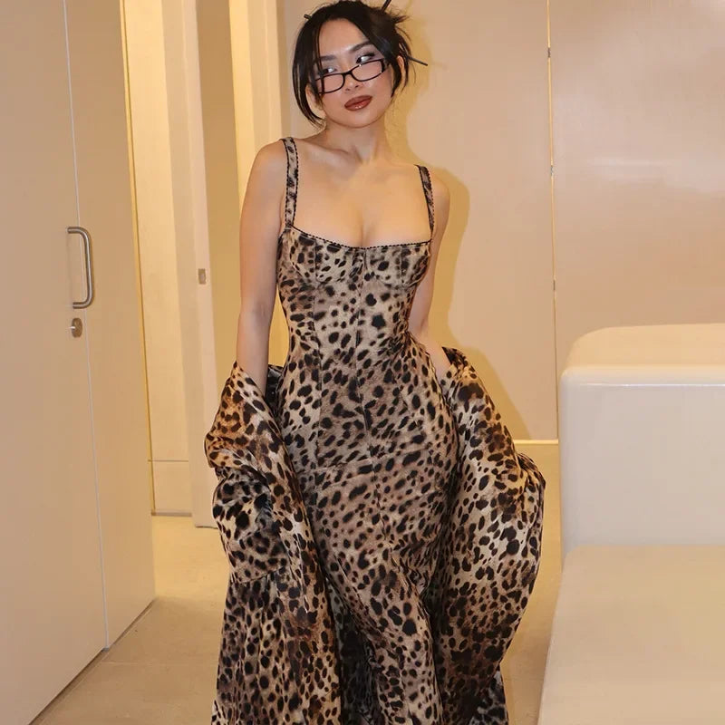 Sexy Leopard Print Sleeveless Slim Fit Mini Dress