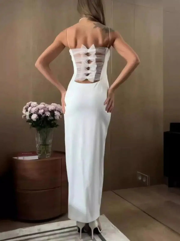 BEAUKEY White Evening Floral Bandage Dress