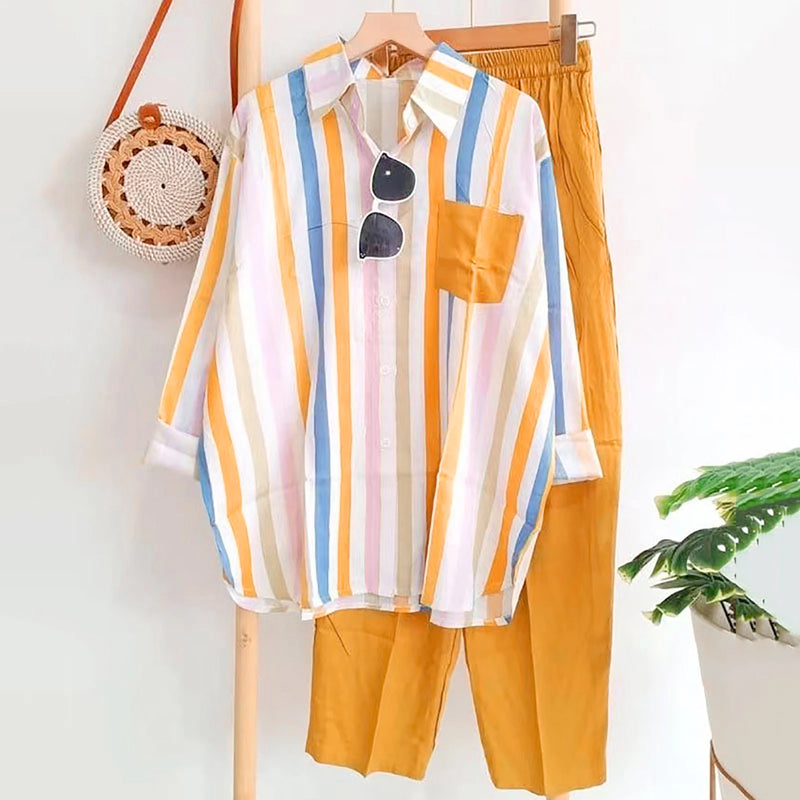 Tracksuit Set Summer Cotton Linen Blouse T-shirt Wide Leg Pant