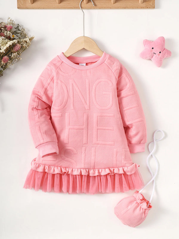2-7 Years Girls Embossed Letter Long Skirt