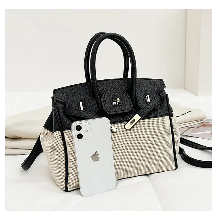 Vintage Lock Zipper Shoulder Purse Lightweight Handbag‌