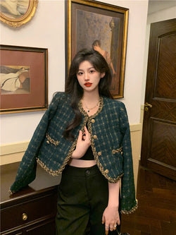 Elegant Vintage Cropped Tweed Jacket