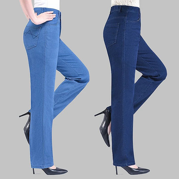 Straight Casual High Waist Classic Denim Pants