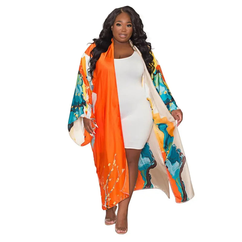 Boho Printed Loose Casual Long Kimono Maxi Dress