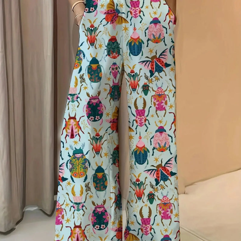 Straight Leg Pants Casual Elastic Waist Loose