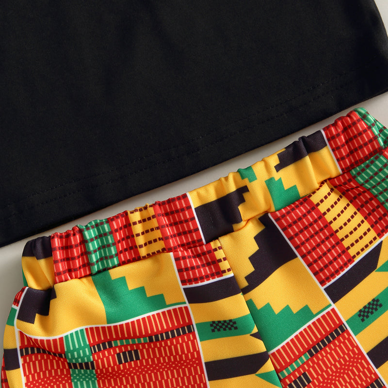 African Style Casual Street Chest Pocket Shirt + Short Trousers