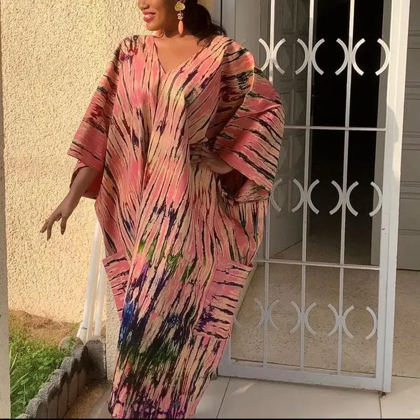 V-neck Long Sleeve Maxi Dress Boubou