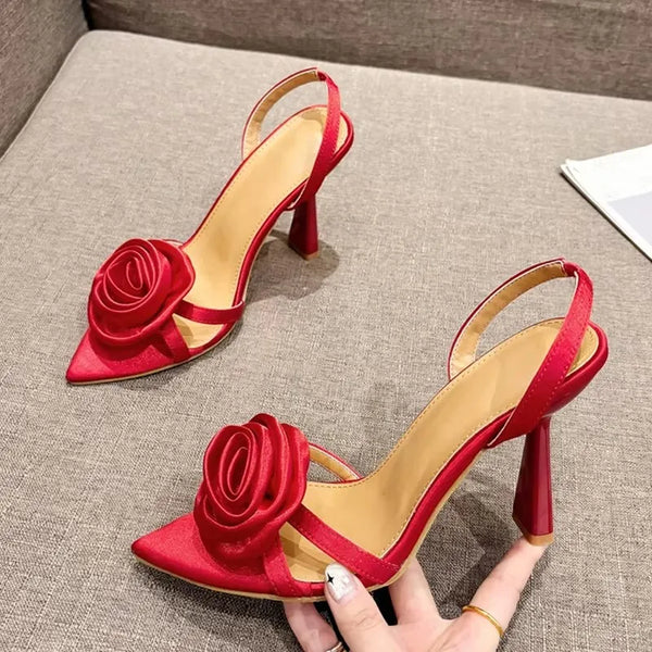 Silk Rose Flowers Slippers Sandal