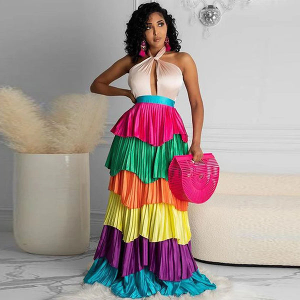 6 Colors Tiered Skirts Long Skirt