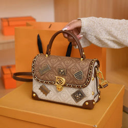 Retro Shoulder Crossbody Bag Exquisite Bear Badge Decoration