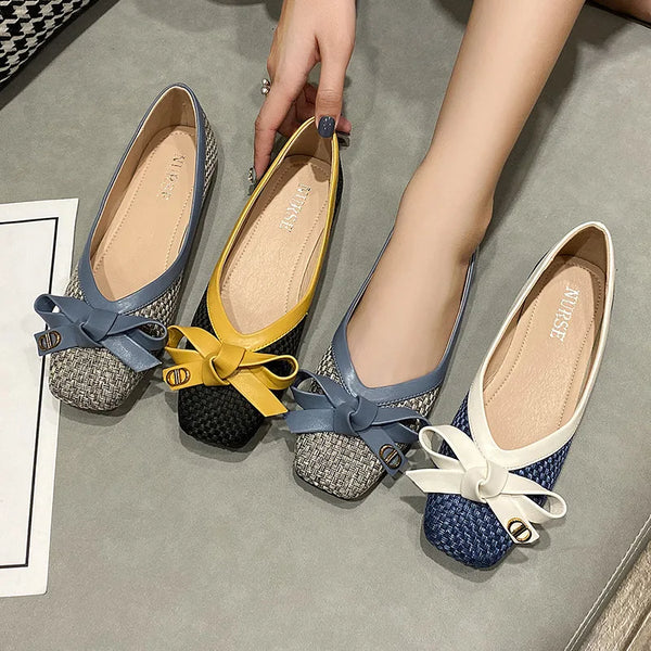 flats Low Heel Pumps Bow Knot Slip