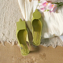 Asymmetric design Genuine leather pointed cover toe sandals