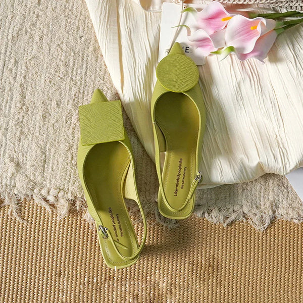 Asymmetric design Genuine leather pointed cover toe sandals